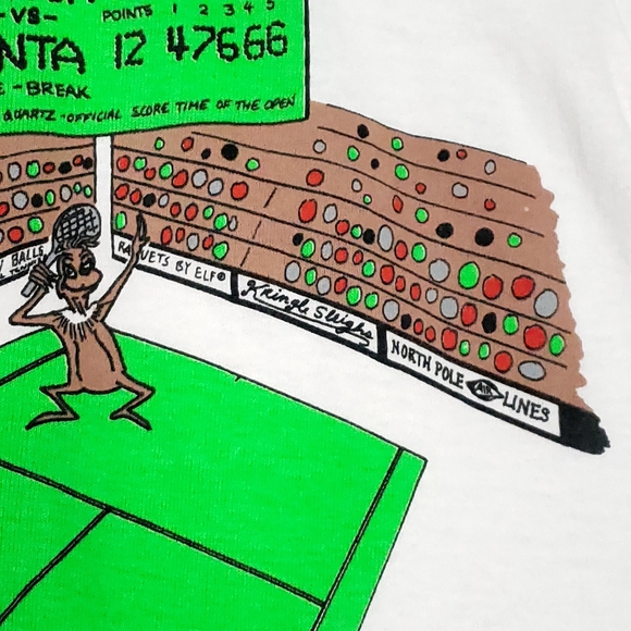 RARE Vintage The Grinch Santa Tennis Single Stitch North Pole Christmas T-shirt - Picture 8 of 13